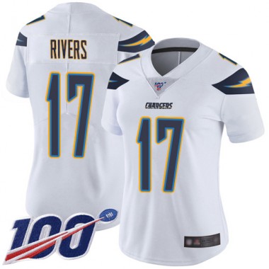 Los Angeles Chargers NFL Football Philip Rivers White Jersey Women Limited 17 Road 100th Season Vapor Untouchable